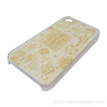 Natural Wood Case, Suitable for iPhone 4/4S, Wood and PC Shell with Carving and Ultra-thin